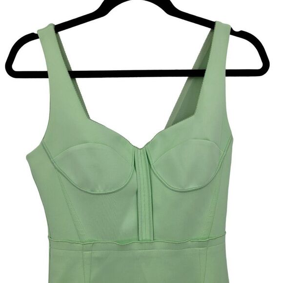 Marciano Dress S Neon Lime Green Corset Scuba Bodycon Colorful Statement Rave - Picture 10 of 12